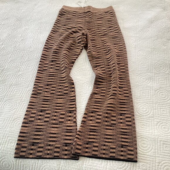 NWT Free People X Mandinga Knit Flared Pants Size L Geometric High-Waisted Boho - Picture 1 of 14